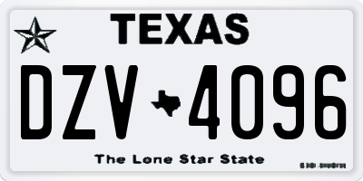 TX license plate DZV4096