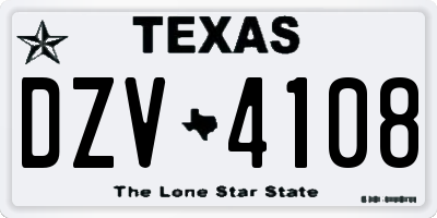 TX license plate DZV4108