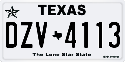 TX license plate DZV4113