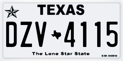 TX license plate DZV4115