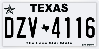 TX license plate DZV4116