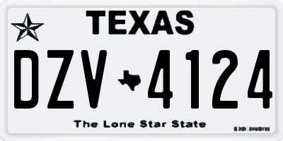 TX license plate DZV4124