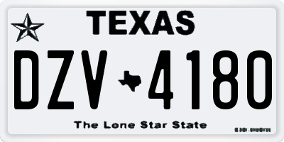 TX license plate DZV4180