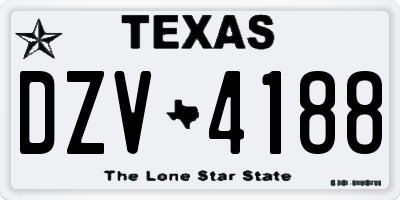 TX license plate DZV4188