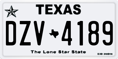 TX license plate DZV4189
