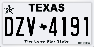 TX license plate DZV4191