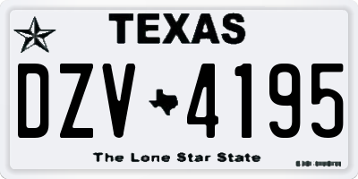 TX license plate DZV4195
