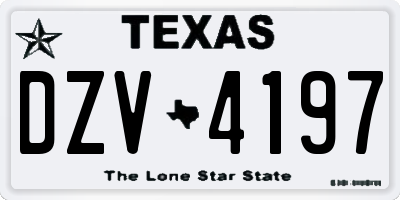 TX license plate DZV4197