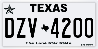 TX license plate DZV4200