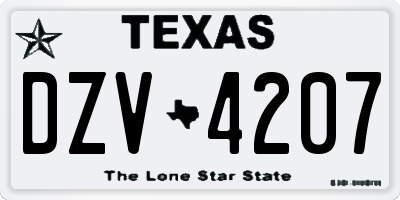 TX license plate DZV4207