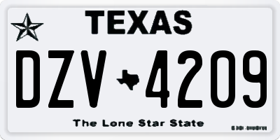 TX license plate DZV4209