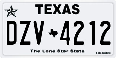 TX license plate DZV4212