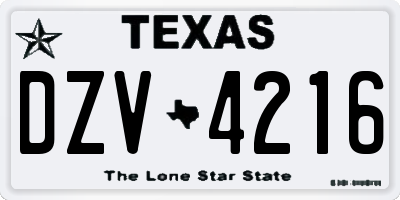 TX license plate DZV4216