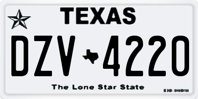 TX license plate DZV4220