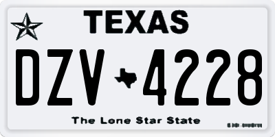 TX license plate DZV4228