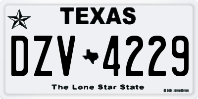 TX license plate DZV4229