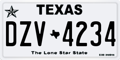 TX license plate DZV4234