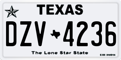 TX license plate DZV4236