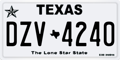 TX license plate DZV4240