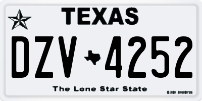 TX license plate DZV4252