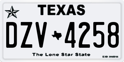 TX license plate DZV4258