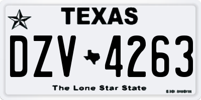 TX license plate DZV4263