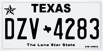 TX license plate DZV4283