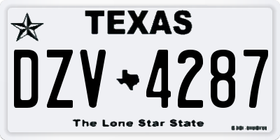 TX license plate DZV4287