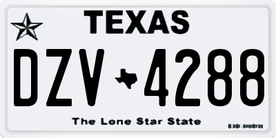 TX license plate DZV4288