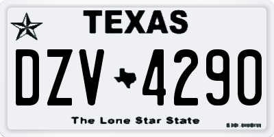 TX license plate DZV4290