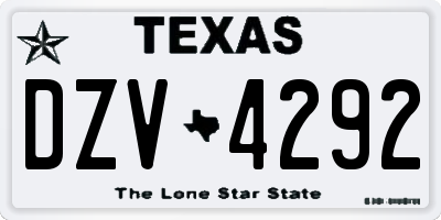 TX license plate DZV4292