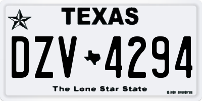 TX license plate DZV4294