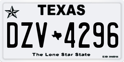 TX license plate DZV4296