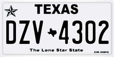 TX license plate DZV4302