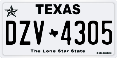 TX license plate DZV4305