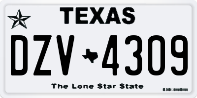 TX license plate DZV4309