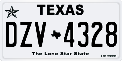 TX license plate DZV4328