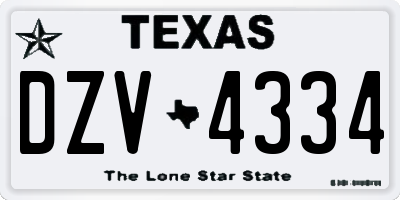 TX license plate DZV4334