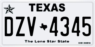 TX license plate DZV4345