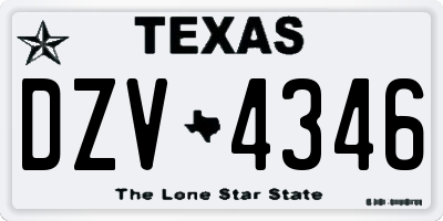 TX license plate DZV4346