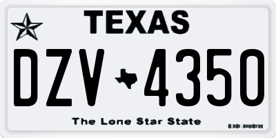 TX license plate DZV4350