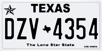 TX license plate DZV4354
