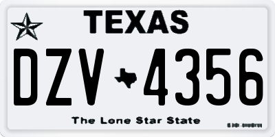 TX license plate DZV4356