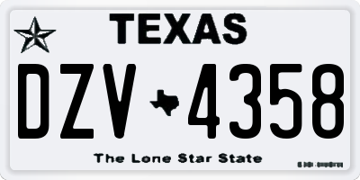 TX license plate DZV4358
