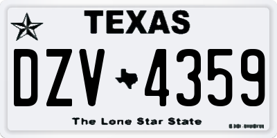 TX license plate DZV4359