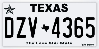 TX license plate DZV4365