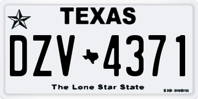 TX license plate DZV4371