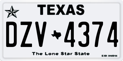 TX license plate DZV4374