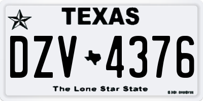 TX license plate DZV4376