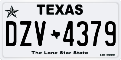 TX license plate DZV4379